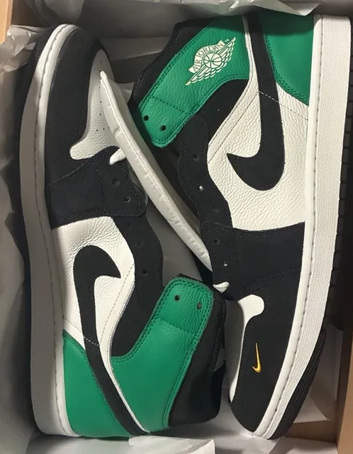 Nike Air Jordan 1 Mid Lucky Green Black White Sneakers