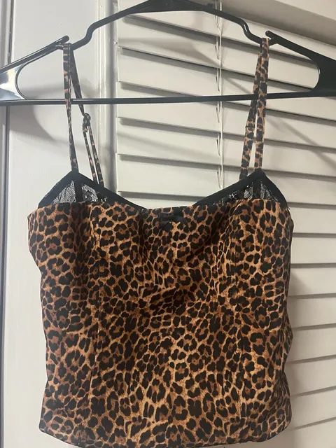 Edikted Leopard Print Corset Top Size S Mesh Trim