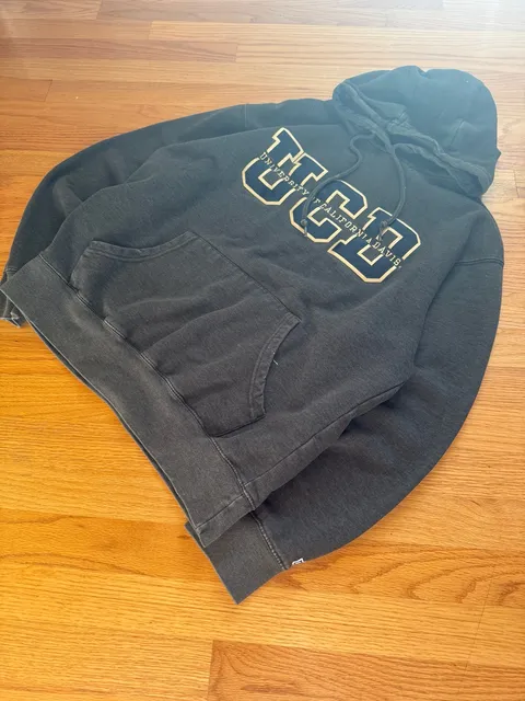 Blue 84 UC Davis Hoodie Size M Black Cotton Blend Applique Pullover