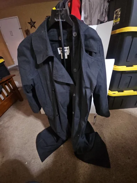 Monica Gray Trench Coat Size 8 Black Long Outerwear