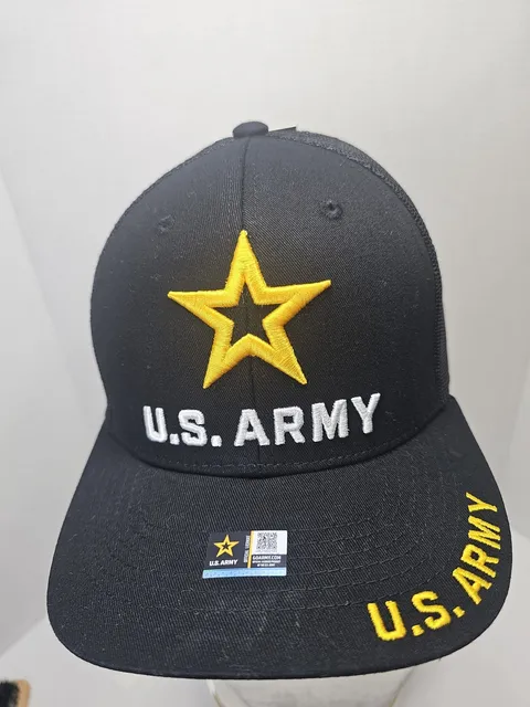 Top Level U.S. Army Trucker Hat Black Embroidered Snapback Cap Adjustable NWT