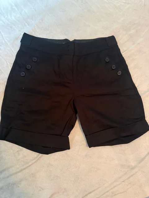 Sag Harbor Denim Shorts Size 4 Black Sailor Cuffed Button Front