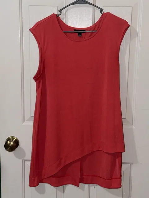 Alfani Blouse Size L Red Sleeveless Asymmetrical Hem
