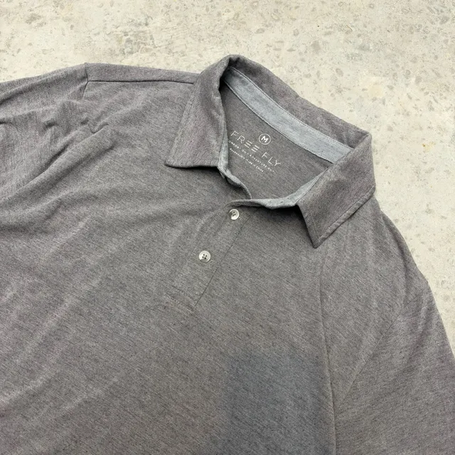 Men’s Free Fly Gray Polo Shirt - Medium