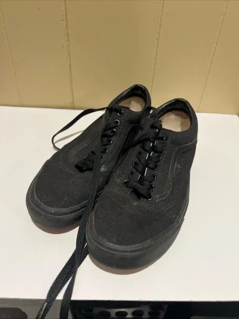 Vans Old Skool Skate Shoes Black Monochrome Canvas