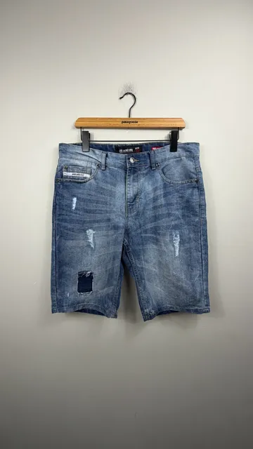 Ecko Unltd. Denim Shorts Size 34 Relaxed Distressed Blue