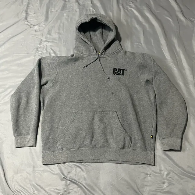 Caterpillar Trademark Banner Hoodie Size XXL Gray Pullover Sweatshirt