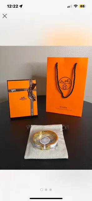 Hermes Clic H Bracelet Gold White Enamel