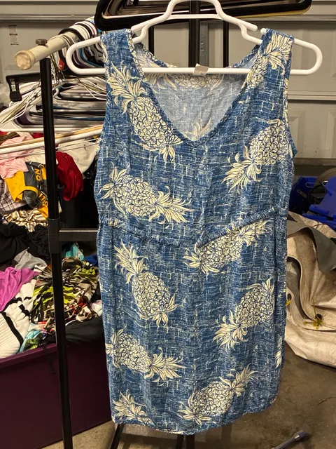 Old Navy Pineapple Dress Size L Blue