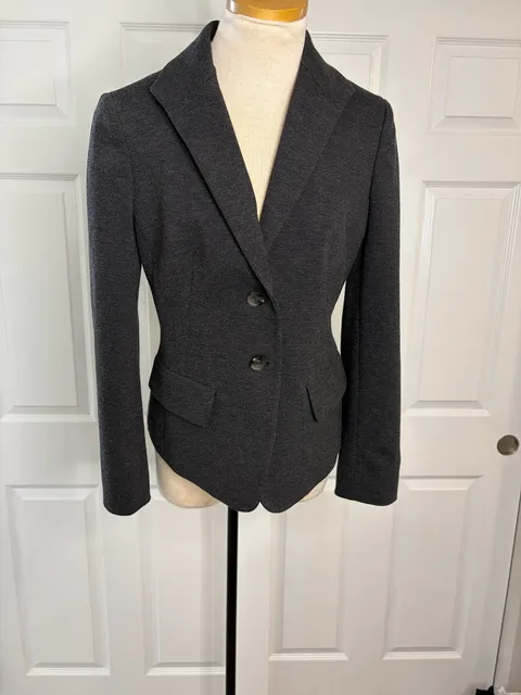 124-Jones New York Collection Stretch Blazer Size 8 Gray Two-Button Jacket