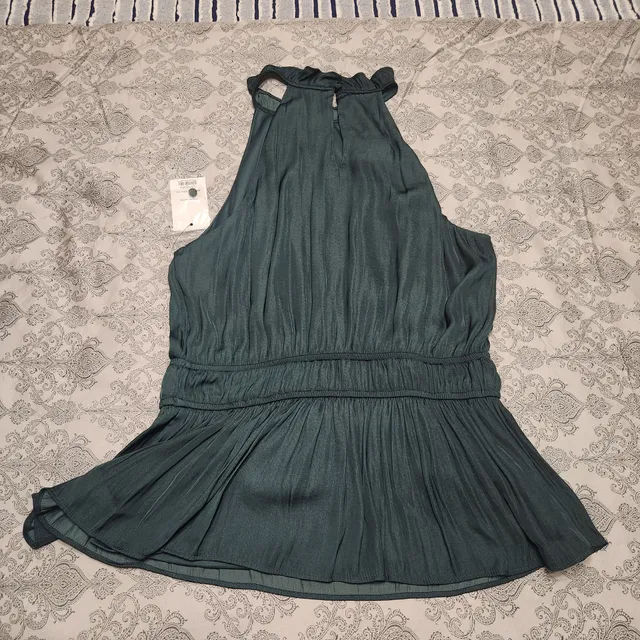 Nine West Halter Peplum Top Size M Green