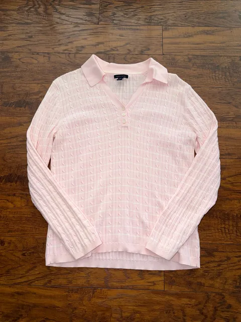 Tommy Hilfiger Cable Knit Polo Sweater Pink Size M