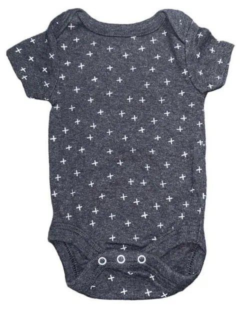Cloud Island Baby Short Sleeve Bodysuit Gray Cross Print Newborn