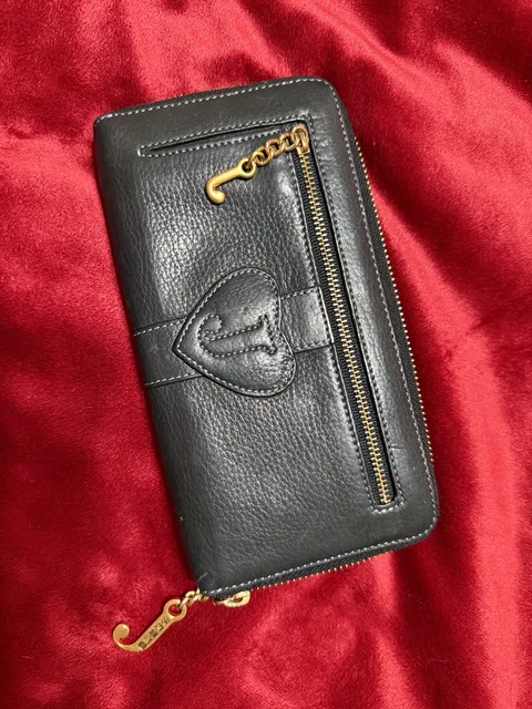 Juicy Couture Black Leather Zip Around Wallet