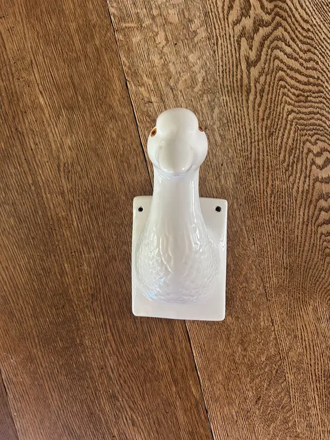Vintage Ceramic White Duck Goose Head Wall Hook Hanger