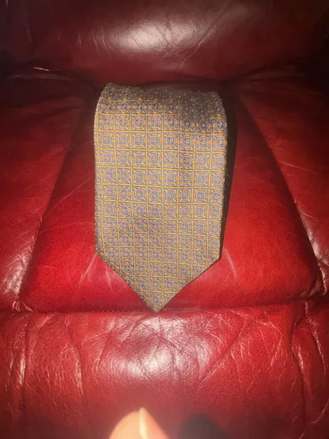 Altea for Taylor Richards & Conger Silk Necktie Geometric Blue Gold