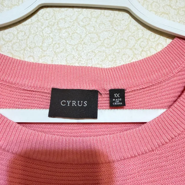 Cyrus Ribbed Knit Sweater Size 1X Pink Pullover Crew Neck