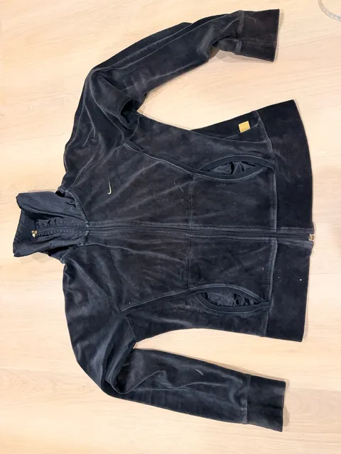Nike Velour Full Zip Track Jacket Size L (12-14) Black