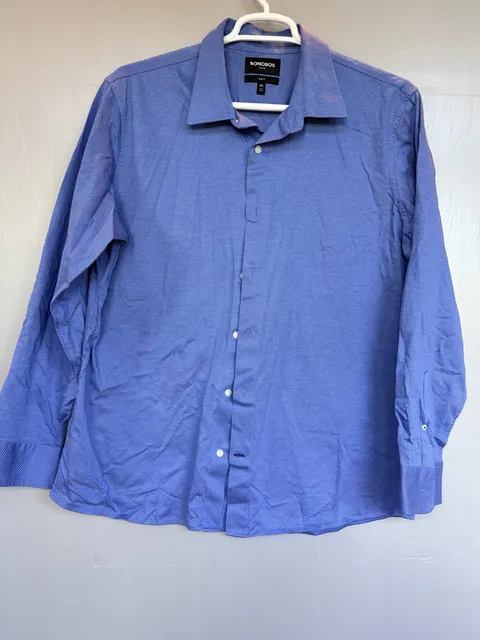 Bonobos Stretch Dress Shirt Size XXL Blue Micro Pattern Slim Fit