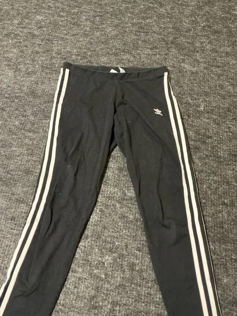 Adidas Stripes Leggings Womens Size 12 Black White