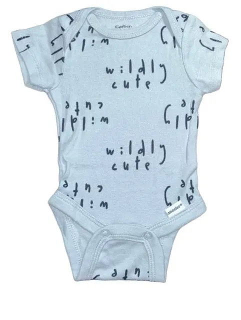 Gerber Onesies Baby Wildly Cute Bodysuit Blue Short Sleeved Newborn