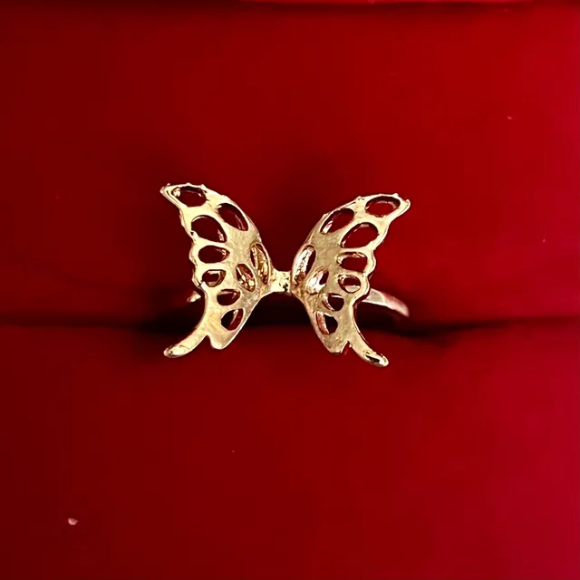Gold Filigree Butterfly Stainless Steel Ring Size 6