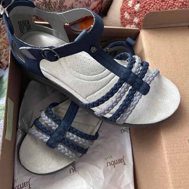JBU by Jambu Prague Braided Sandals Denim Stone Blue Size 6.5