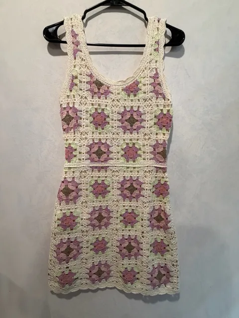 Saltwater Luxe Crochet Granny Square Dress Size M