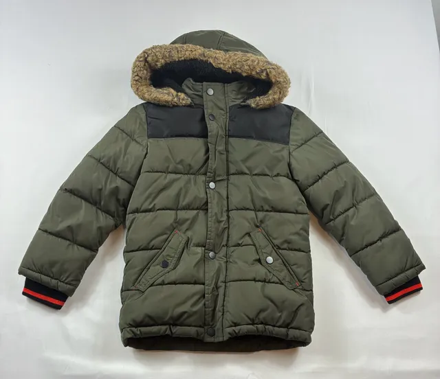 Cozy Puffer Jacket Green Faux Fur Hooded Coat
