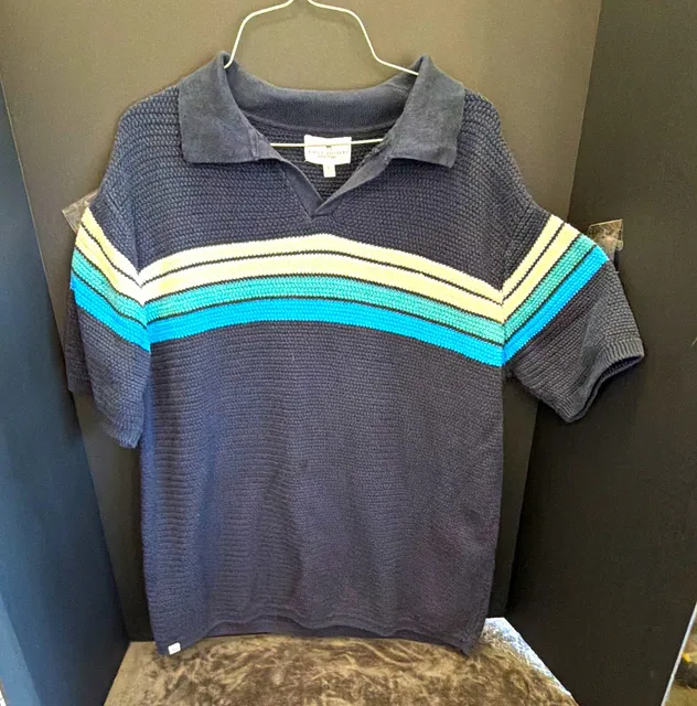 Simply Southern Outfitters Men's Collared Knit Pullover Sweater Short Sleeve L