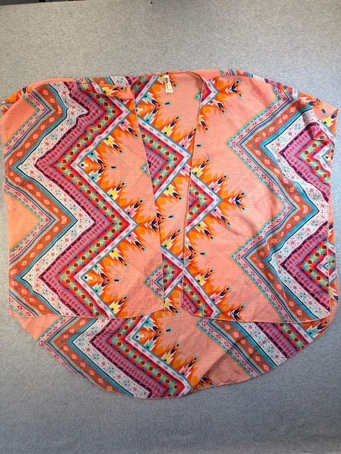 Live 4 Truth Aztec Boho Kimono Size M Peach Open Front Cardigan