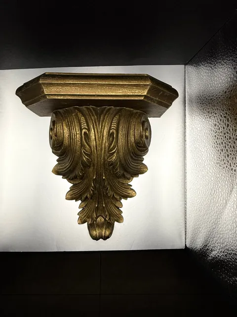 Homco Gold Acanthus Wall Shelf Bracket Corbel