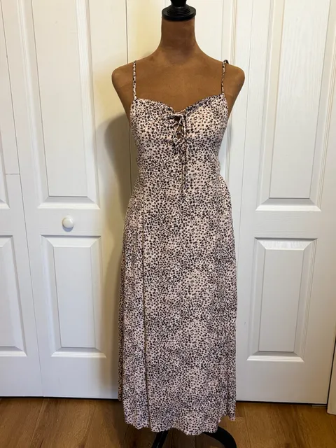 Gentle Fawn Leopard Print Tie Front Smocked Maxi Dress XS