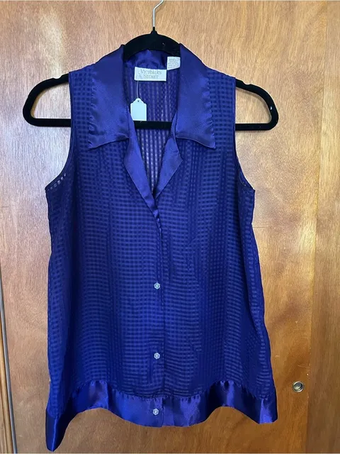 Vintage Gold Label Victorias Secret Deep Purple Semi-sheer Top