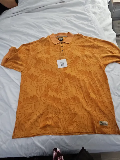 Tommy Bahama Summer Haze Polo Size XXL Orange Peel Leaf Print