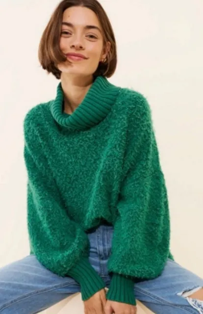 Free People Ottoman Slouchy Turtleneck Sweater Size L Green