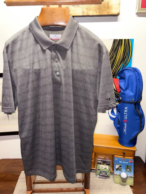 Grand Slam Performance Golf Polo Shirt Size XL Gray Striped