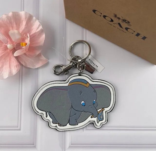 Coach x Disney Dumbo Leather Bag Charm Key Ring New