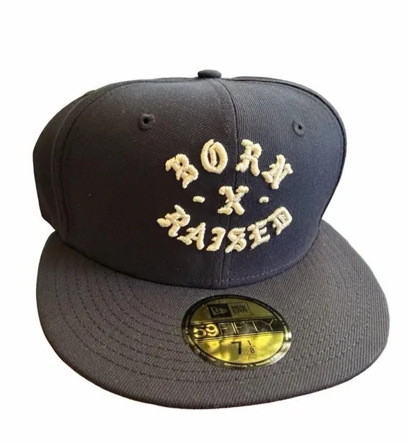 Born x Raised New Era Fitted Rocker Hat Size 7 1/8 Navy Peach