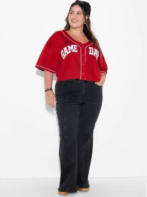 wild fable Red GAME DAY Cropped Baseball Jersey M