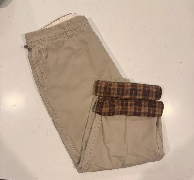 L.L.Bean Lined Pants Size 36x30 Khaki Flannel Lined Chinos