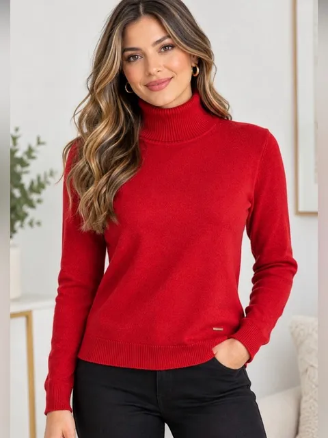 Calvin Klein Women’s Bright Red Turtleneck Sweater