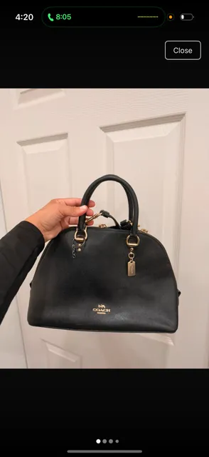 Coach Katy Satchel Black Crossgrain Leather Dome Handbag