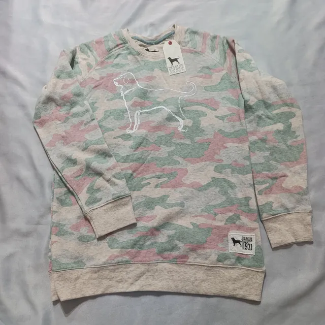 The Black Dog Vintage Collection Sweatshirt X Small Pink Green Camo