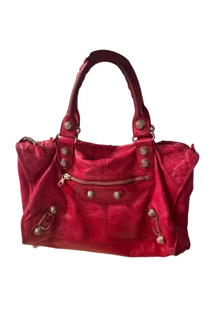 Balenciaga Giant Motocross 21 Work Red Bag Giant Silver Hardware