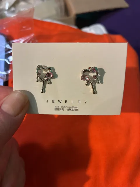 S925 South Korean Design Drip Heart Earrings