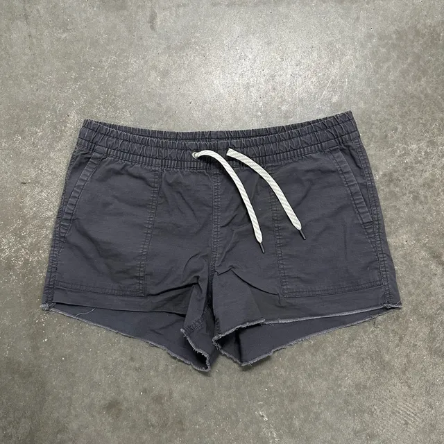 Vuori Ripstop Cut Off Shorts S Raw Hem Drawstring Elastic Waist Casual