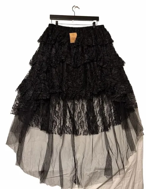 Black Lace High Low Tiered Skirt gothic steampunk