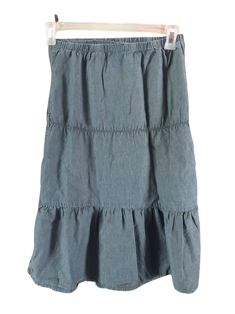Asphalt Tiered Midi Skirt Blue