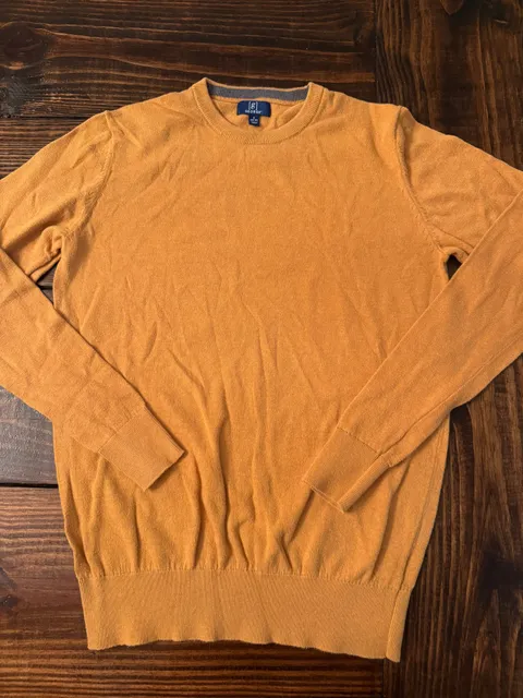 Men’s George Crewneck Sweater Size S (34-36) Mustard Yellow Long Sleeve Pullover